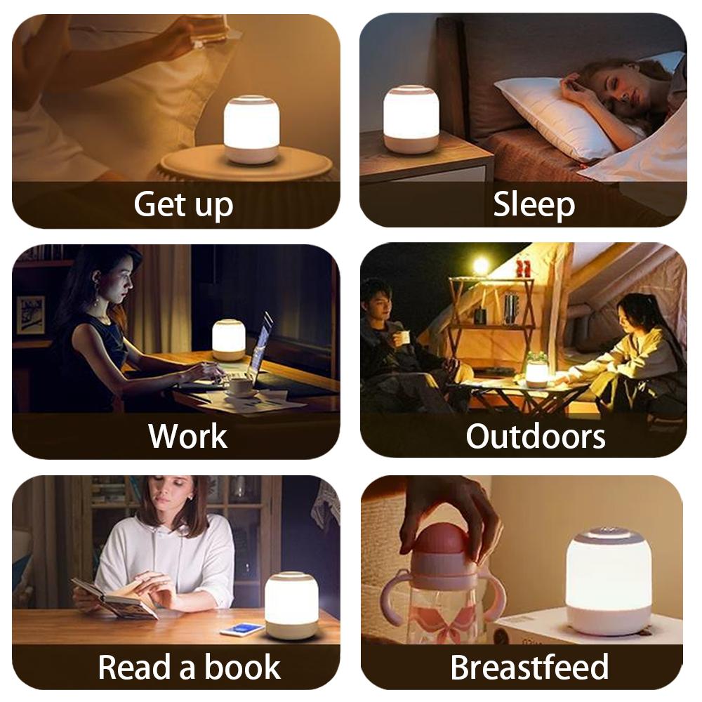 Touch Rechargeable Three-Color Dimming Night Light Bedroom Sleep Lamp Eye Protection Soft Light Bedside Table Lamp For Sleeping