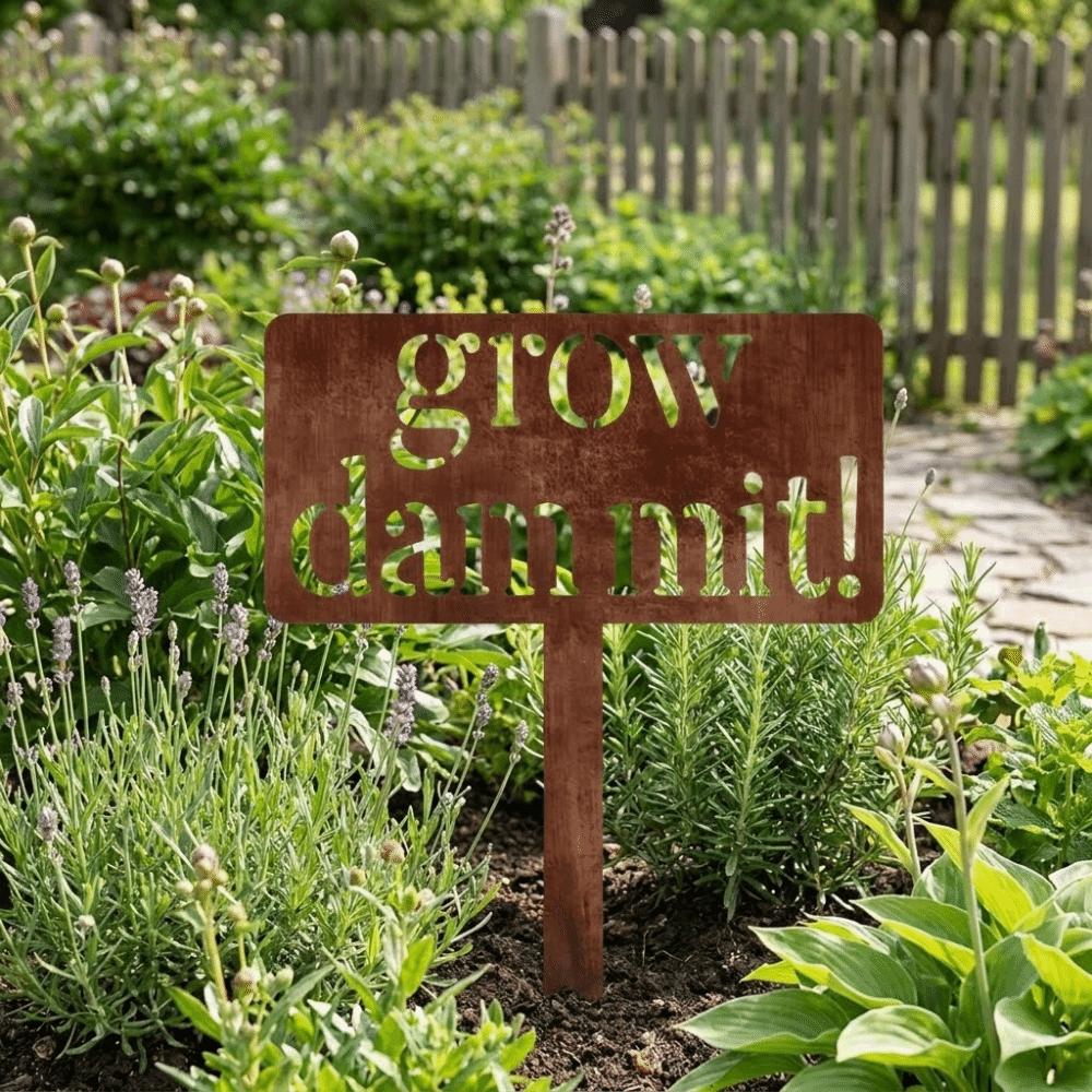 Vintage Metal Garden Stake Decorative Metal Yard Sign Garden Art Garden Sign Garden Use