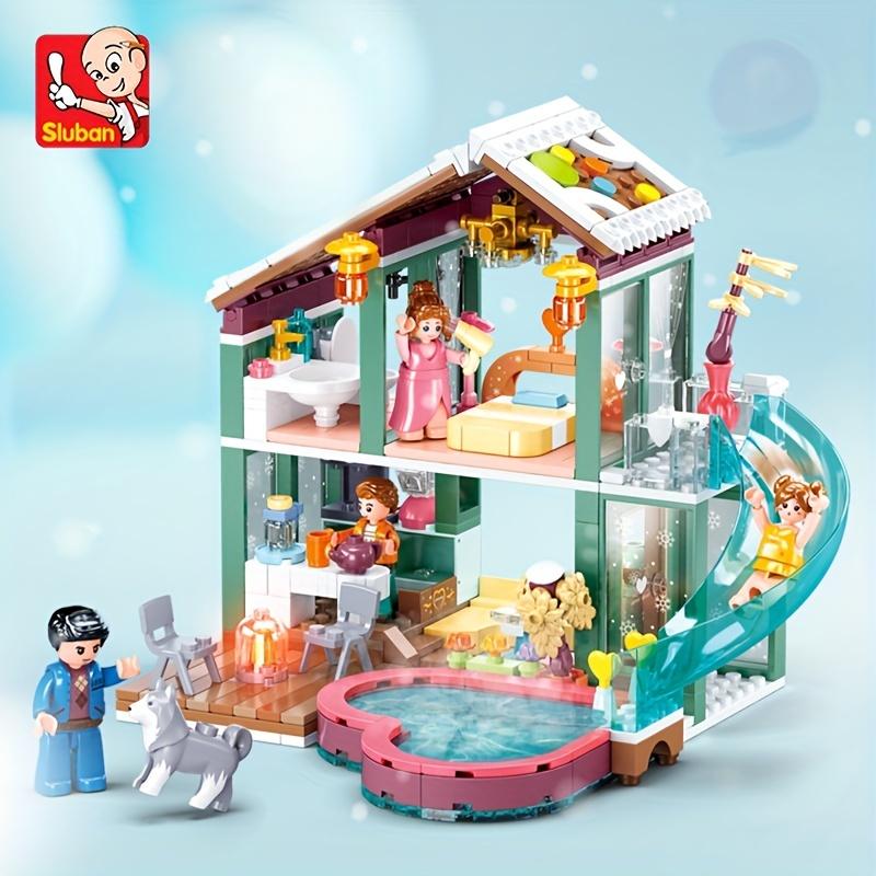 Sluban 0961 Hot Spring Holiday House Building Block Toy Model Educational DIY Assembled Building Block Toy, Home Decoration