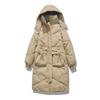 Down padded jacket padded jacket women's hooded thickened loose large size medium and long knee bread jacket tide