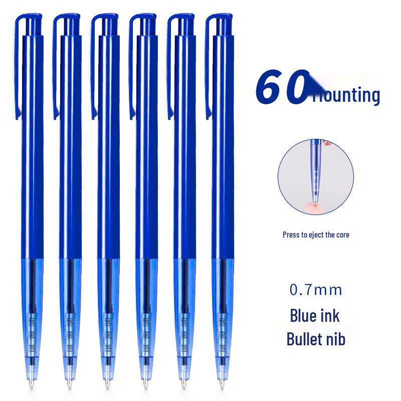 Deli 0.7mm Blue Click-Type Ballpoint Pen for Students and Office Use