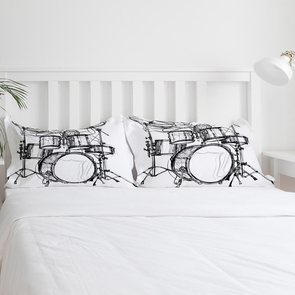Shelf Drum Rock Music White Bedding Set 3pcs Duvet Cover Pillowcase Kids Adult Quilt Cover Double Bed Set Home Textile