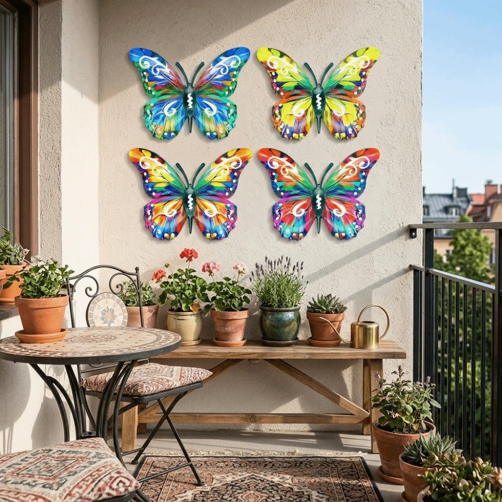 4 stuks Metalen Vlinder Muurkunst Multifunctioneel Vlinder Muurhanger Vlinder Muurdecor Tuin
