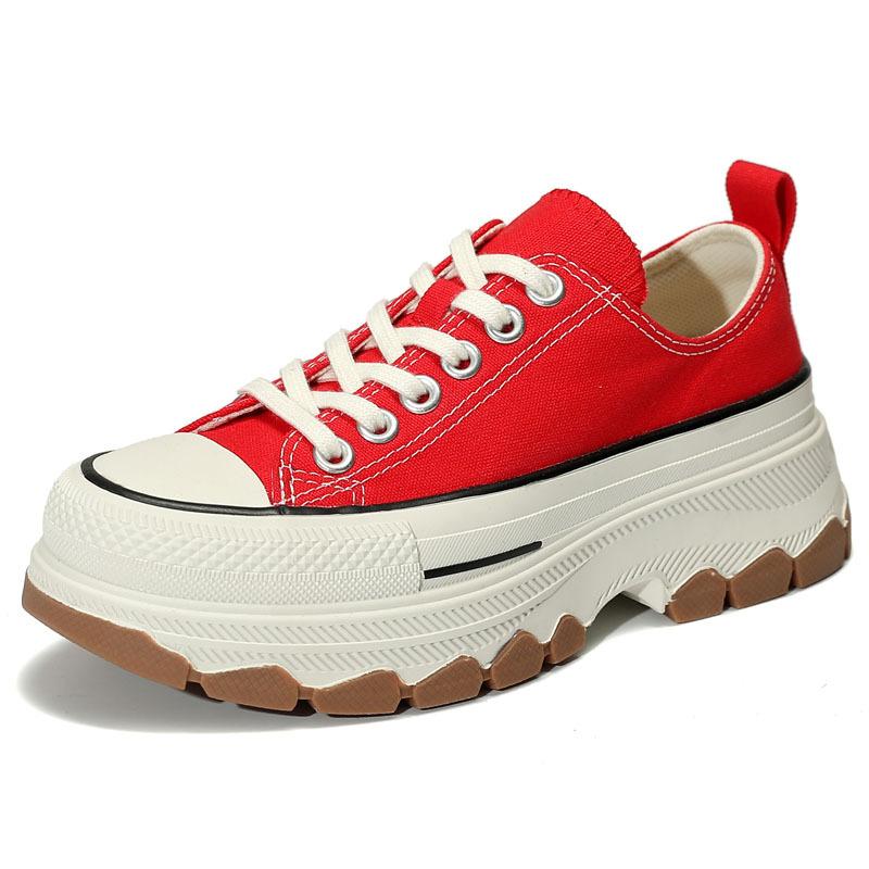 

Новые высокие кеды универсальны, а студенческие кроссовки модные и повседневные для женщин. 40 красный