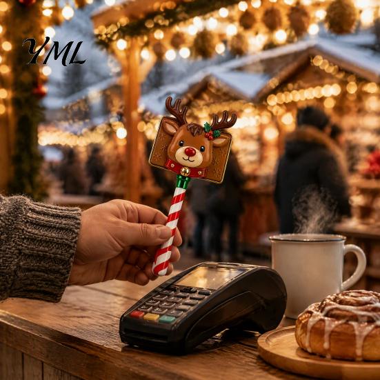 Christmas Market Counter Decor Payment Wand, Festive Credit Card Holder for Readers, Reindeer Reader Accessory Snowman Snowflake Holiday Retail