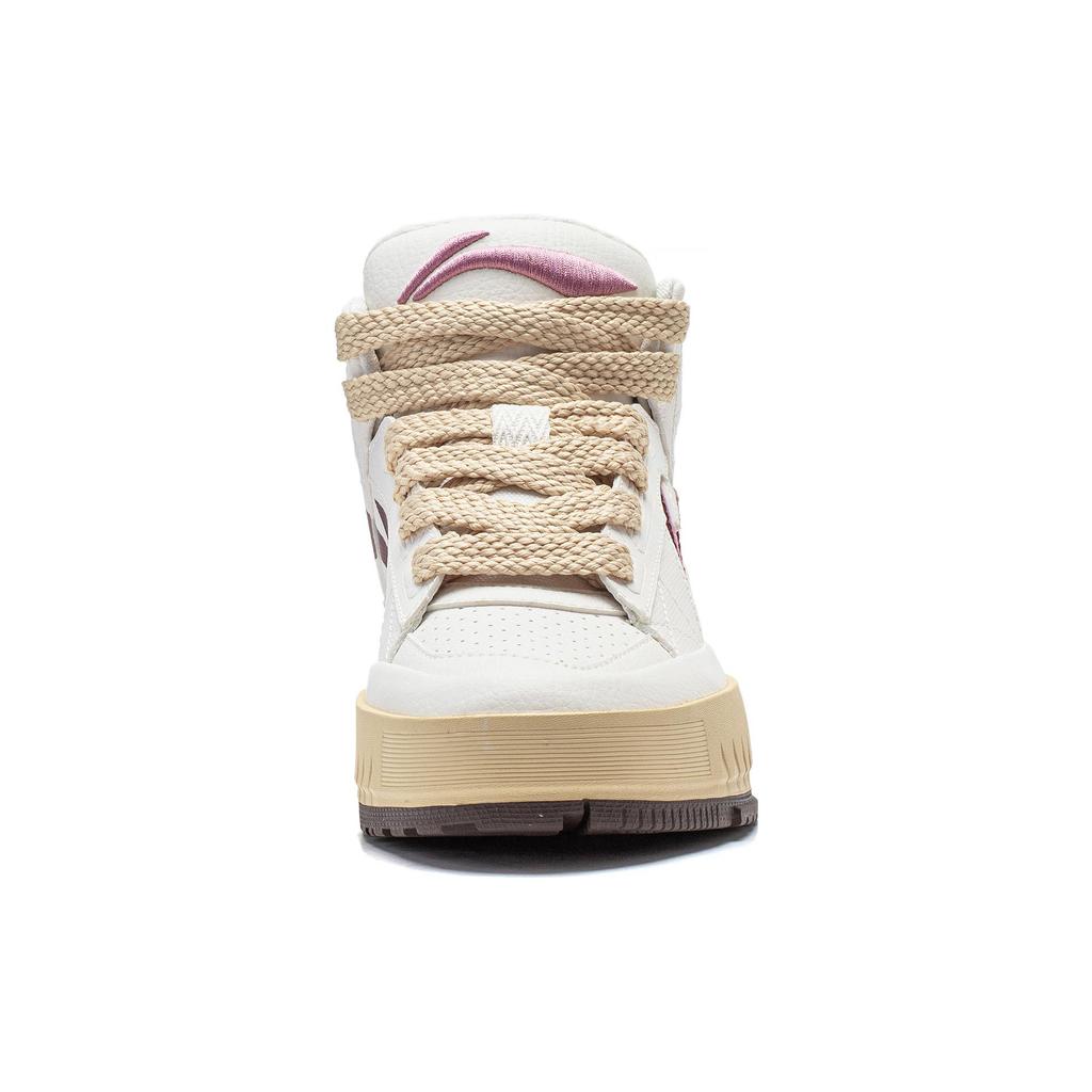 New LiNing Mileage Anti Slip Wear Resistant Mid Top Skateboard Shoes Women's White Red AGCT284-3