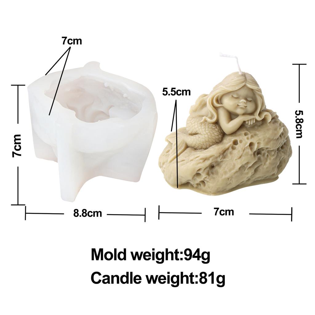Mermaid Princess Candle Silicone Mold DIY Handmade 3D Ocean Plaster Epoxy Resin Mould Gypsum Molds Desktop Decoration
