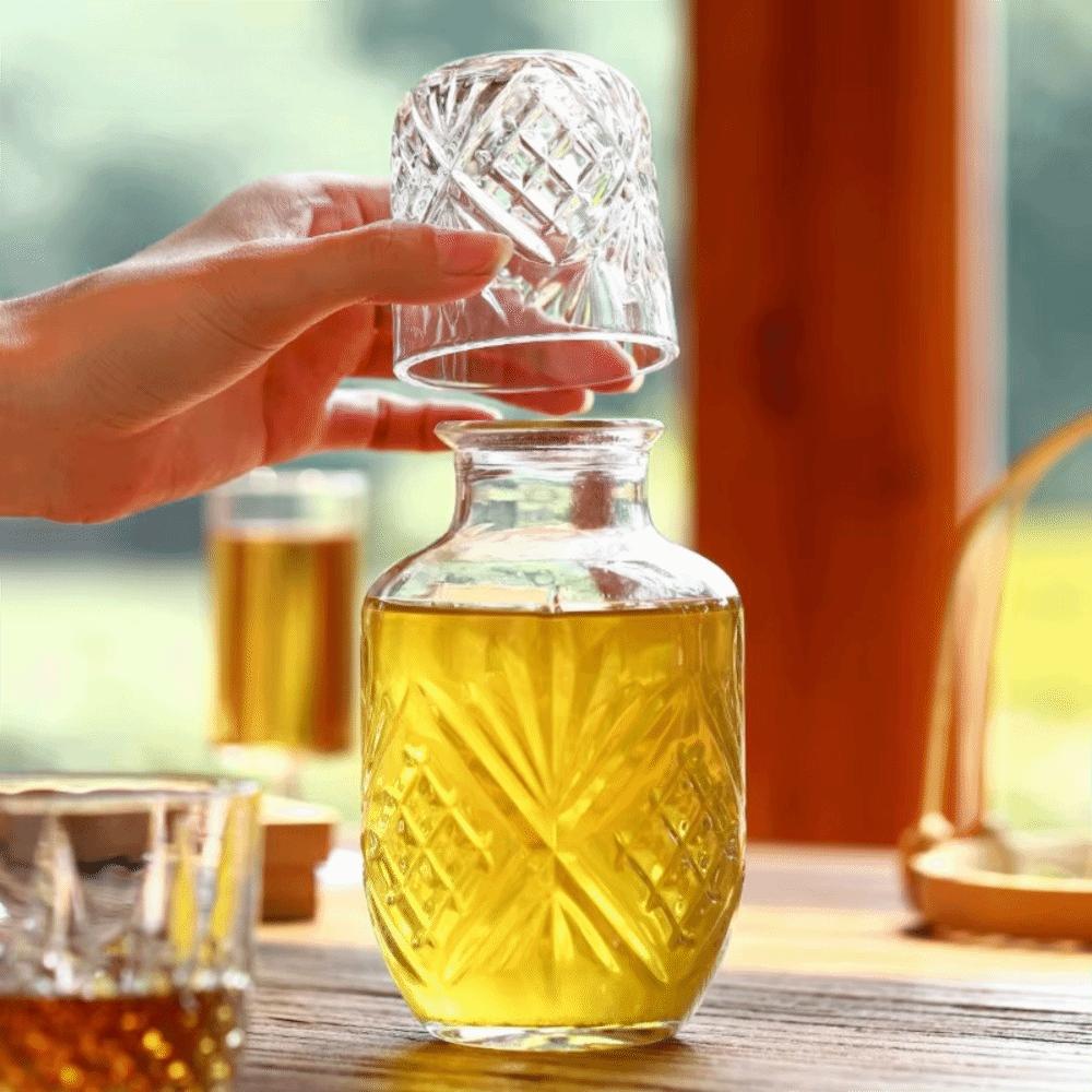 With Cup Glass Water Bottle Transparent Cold Pitcher Household Water Jug Afternoon Tea