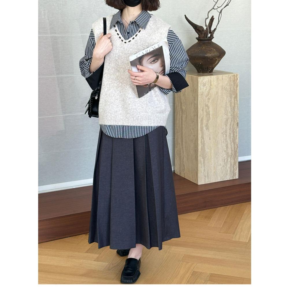 DIMANAF 2025 Svetry Plus Size Jednobarevná vesta Podzim Knoflíky Dámské Vyšívaný potisk O-výstřih Svetry Pletený svetr