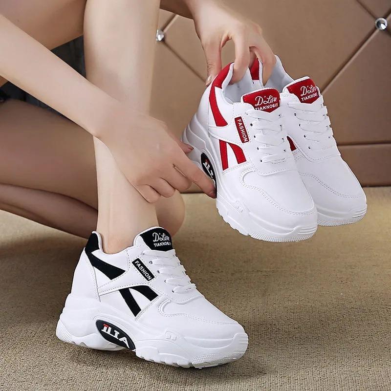 Inner Heightening White Shoes Women's Spring and Autumn Thick-soled Sports Shoes All-match Casual Women's Single Shoes
