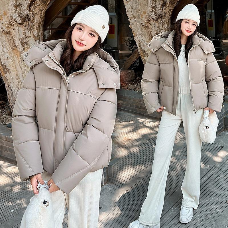 Padded-on women's short hooded new pink casual padded jacket small bread jacket jacket