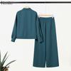 ZANZEA Women Long Sleeve Zipper Thin Jacket and Long Pants Casual Autumn Two Piece Suit Sets