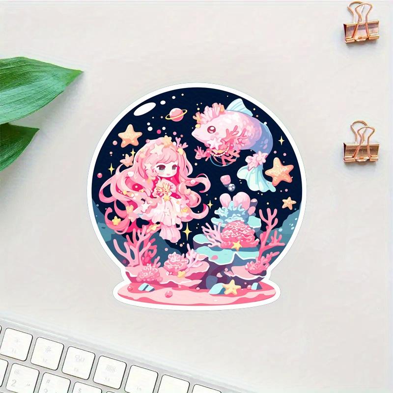 Flower Girl Mermaid Stickers Durable for Laptop, Car, Luggage, Skateboard & More - Perfect for Teens, Adults, Creative Decor & Gifting