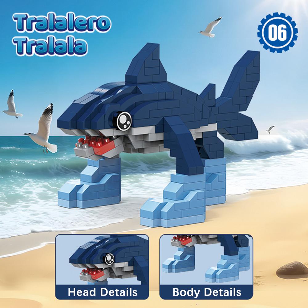 Brainrot Bricks Tung Tung Sahur Figures Tralalero Tralala Building Blocks, Cultural Character Model for Kids Birthday Gift