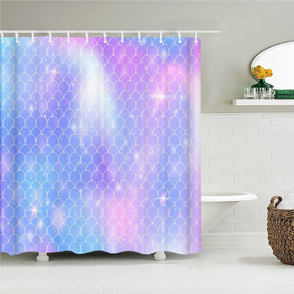 

Colorful Mermaid Bath Curtain Waterproof Fabric Shower Curtains Fish-Scale Pattern Bathtub Screen For Bathroom Home Decor W60H190(CM)-1 Pcs