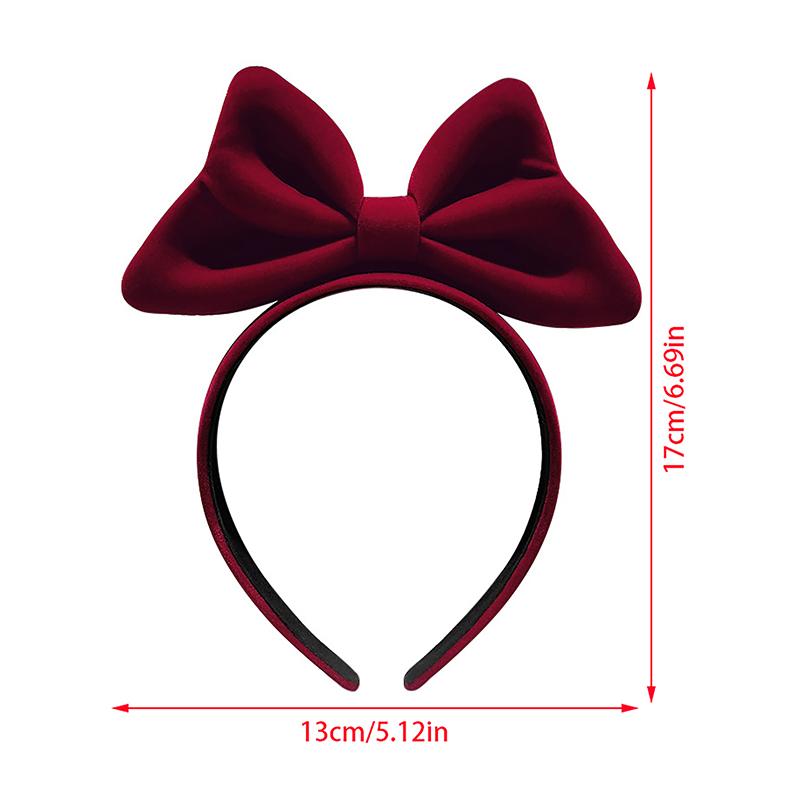 Year Red Velvet Bow Knot Headband Red Black Big Bow Knot Christmas Headwear Women Girls Hair Accessories Hair Band Ties
