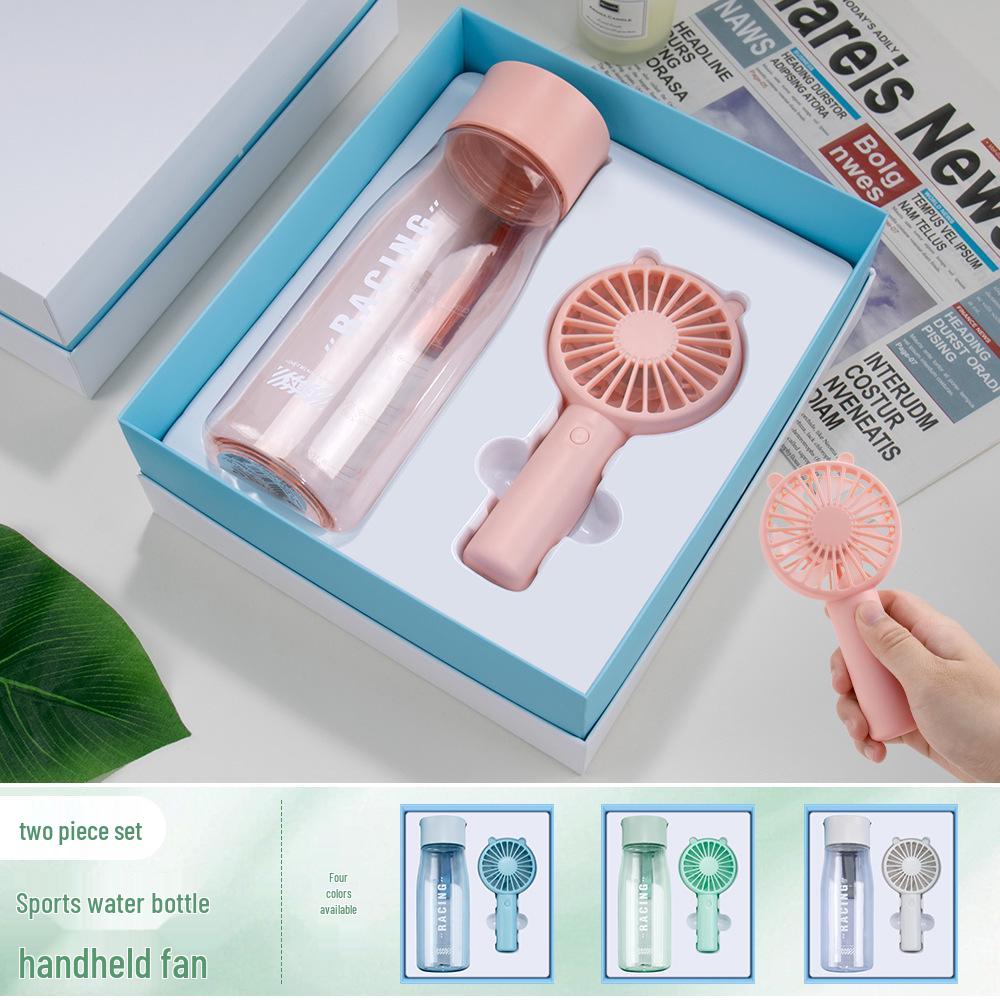 Summer Cool Fan & Umbrella Gift Set - Perfect Anniversary or Customer Appreciation Souvenir White