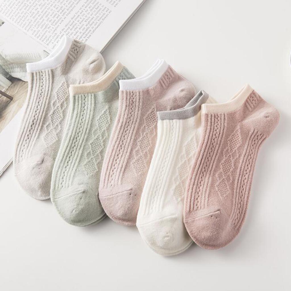5 Pairs/Lot Women Girls Fashion Casual Vintage Cotton Socks Summer Ankle Socks