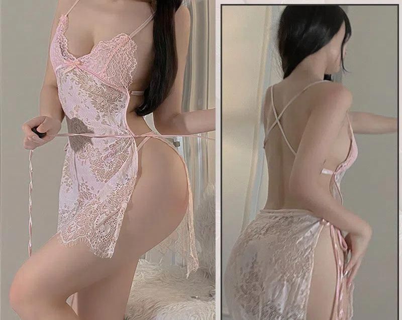 Dámske pyžamo Šaty na tenké ramienka Priehľadné Sexy nočné košieľky Čipkované pyžamá Sexy súprava Spodná bielizeň