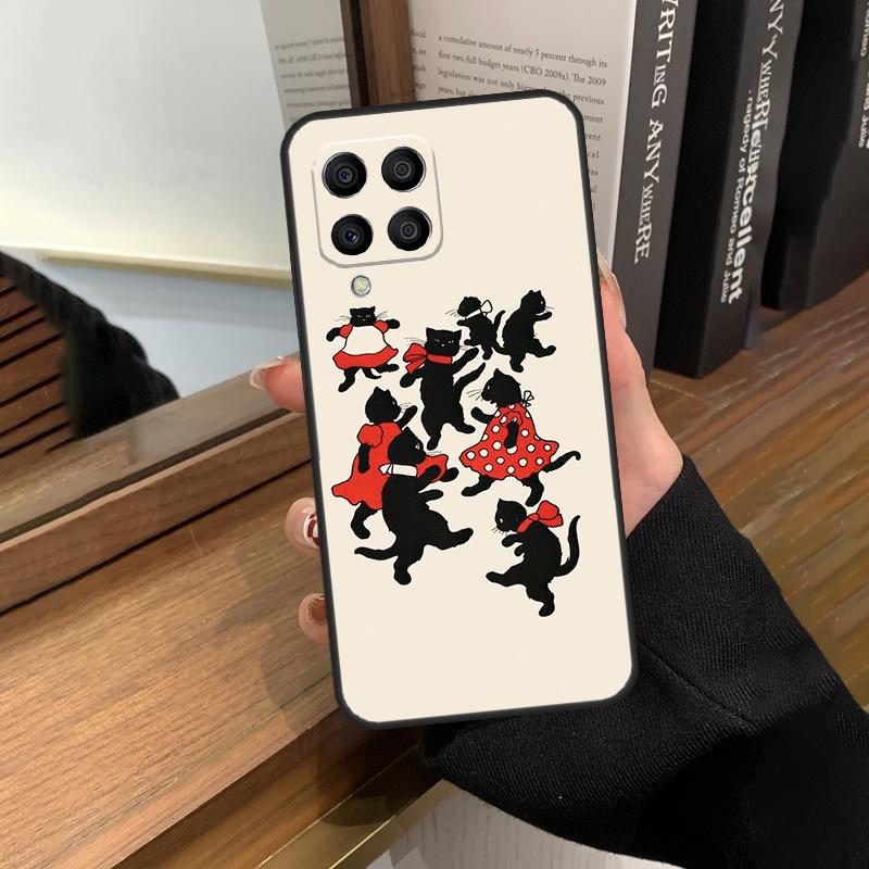 Black Cat Face Kitty Case For Samsung Galaxy M31 M21 M11 M20 M23 M54 M14 M34 M13 M52 M32 M12 M16 M36 M56 M15 M55