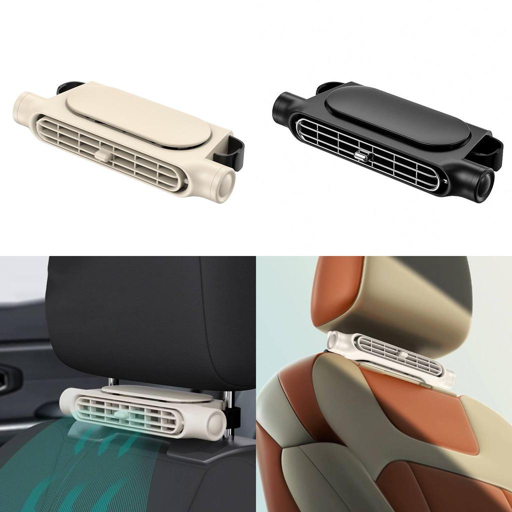 Usb Car Seat Fan With Double Turbine Quiet Noleaf Ventilation For Travel Comfort