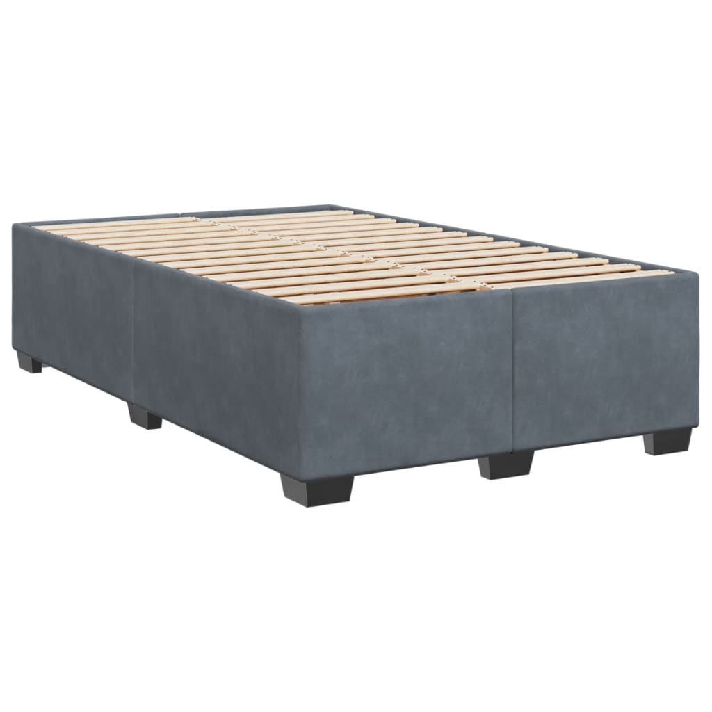 Box Spring Bed with Mattress Dark Grey 120 x 190 cm Velvet