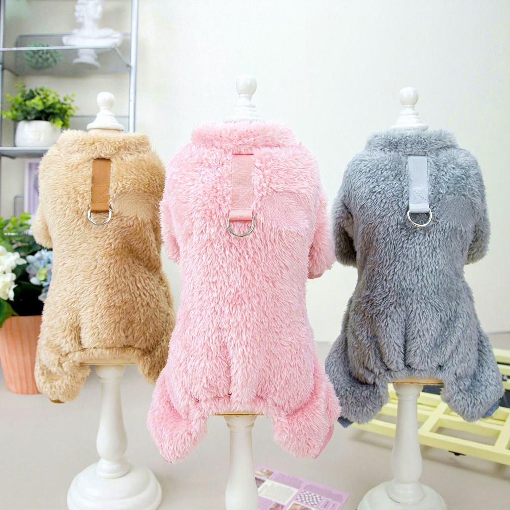Pet Clothes Three-Color Pull Ring Four-Leg Velvet Dog Autumn Winter Leisure Teddy Clothes