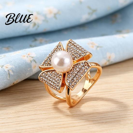 Luxury Scarf Ring Accessory Rhinestone Geometric Ring Sparkling Elegant Faux Pearl Holder Women Decorative Wrap Holder for Neckerchiefs Scarves