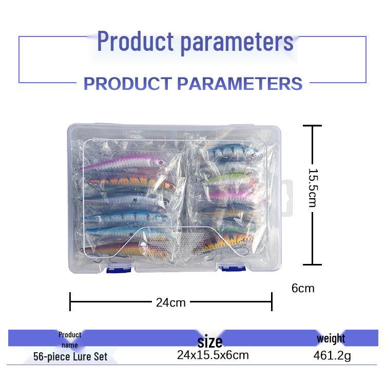 56-Piece Floating Minnow Lure Set: Long Cast Sea Fishing Bionic Baits