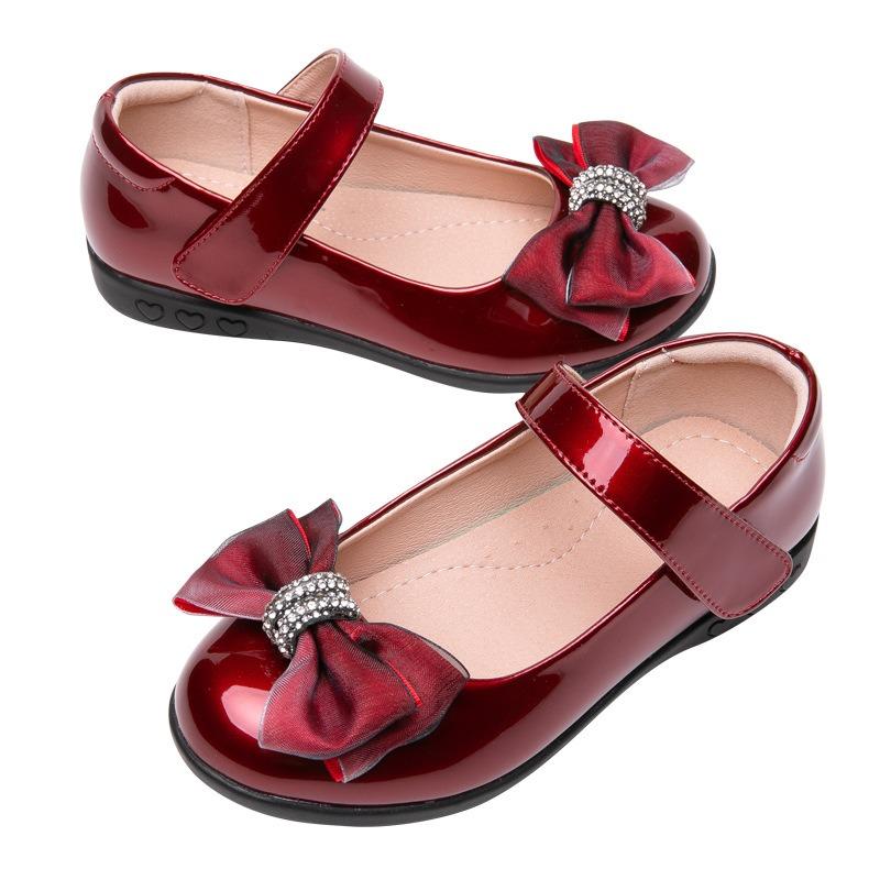 Summer New Bowknot Girls Single Shoes Soft Sole Stylish Children's Toe Shoes Korean Style Fashionable Princess Shoes