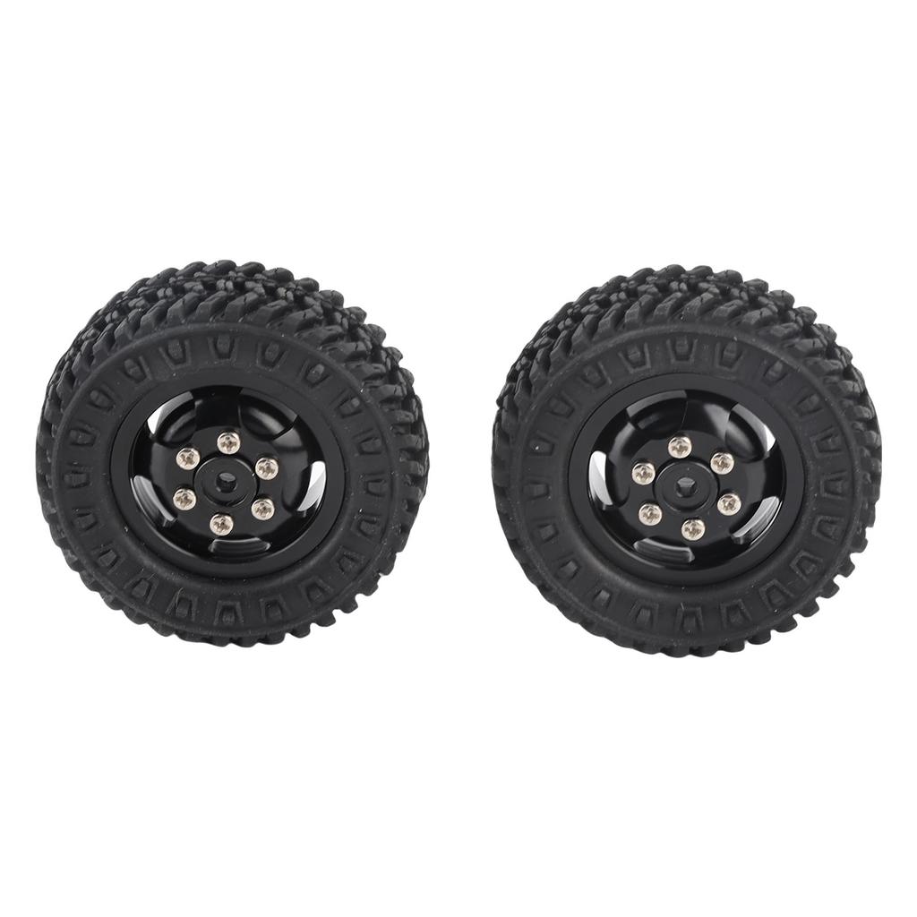 2Pcs Truck Wheel Rubber Tire 55mm Dia Aluminium Alloy Fit for WPL D12 1Celsius10 RC Car