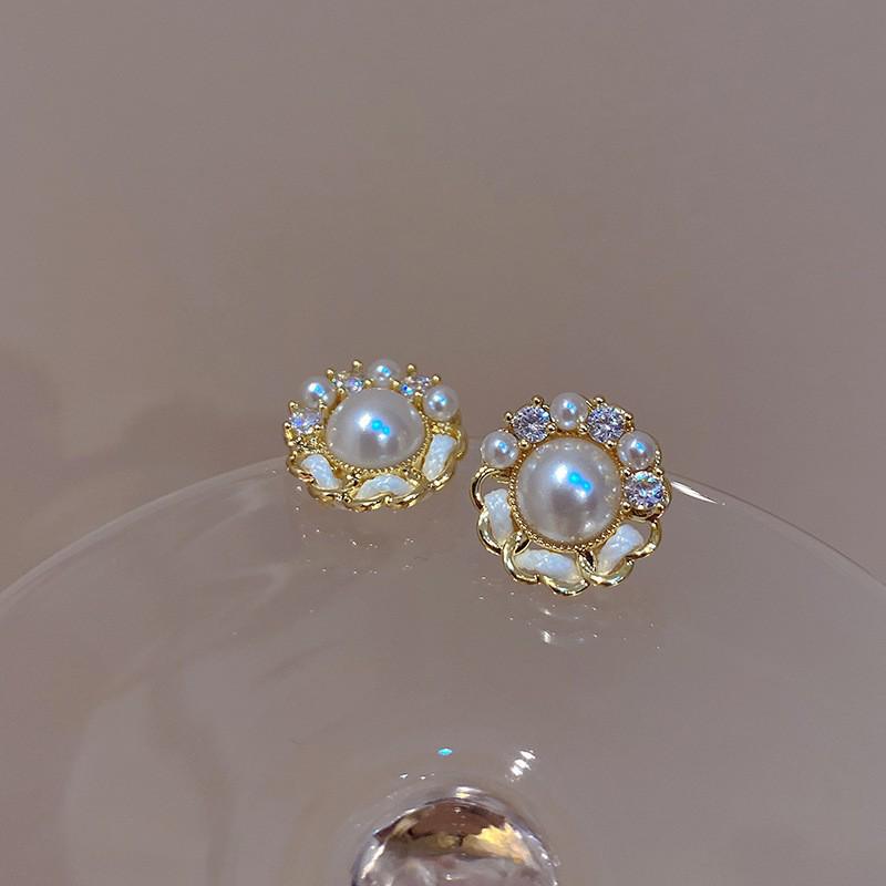 Large Retro 925 Pearl Earrings with Niche Ear Buckles for Women