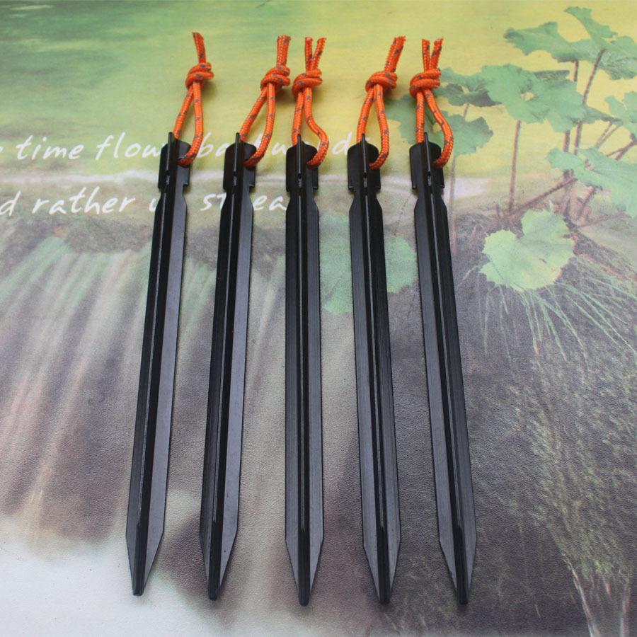 

18cm Aluminum Alloy Outdoor Tent Stakes with Reflective Rope 18CM чорний