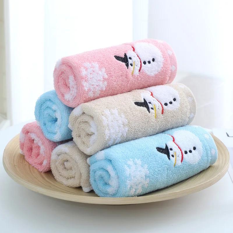 Soft Cotton Baby Bath Towel Cartoon Snowman Face Towel Newborn Infant Kids Absorbent Washcloth Children Shower Towels 33x33cm