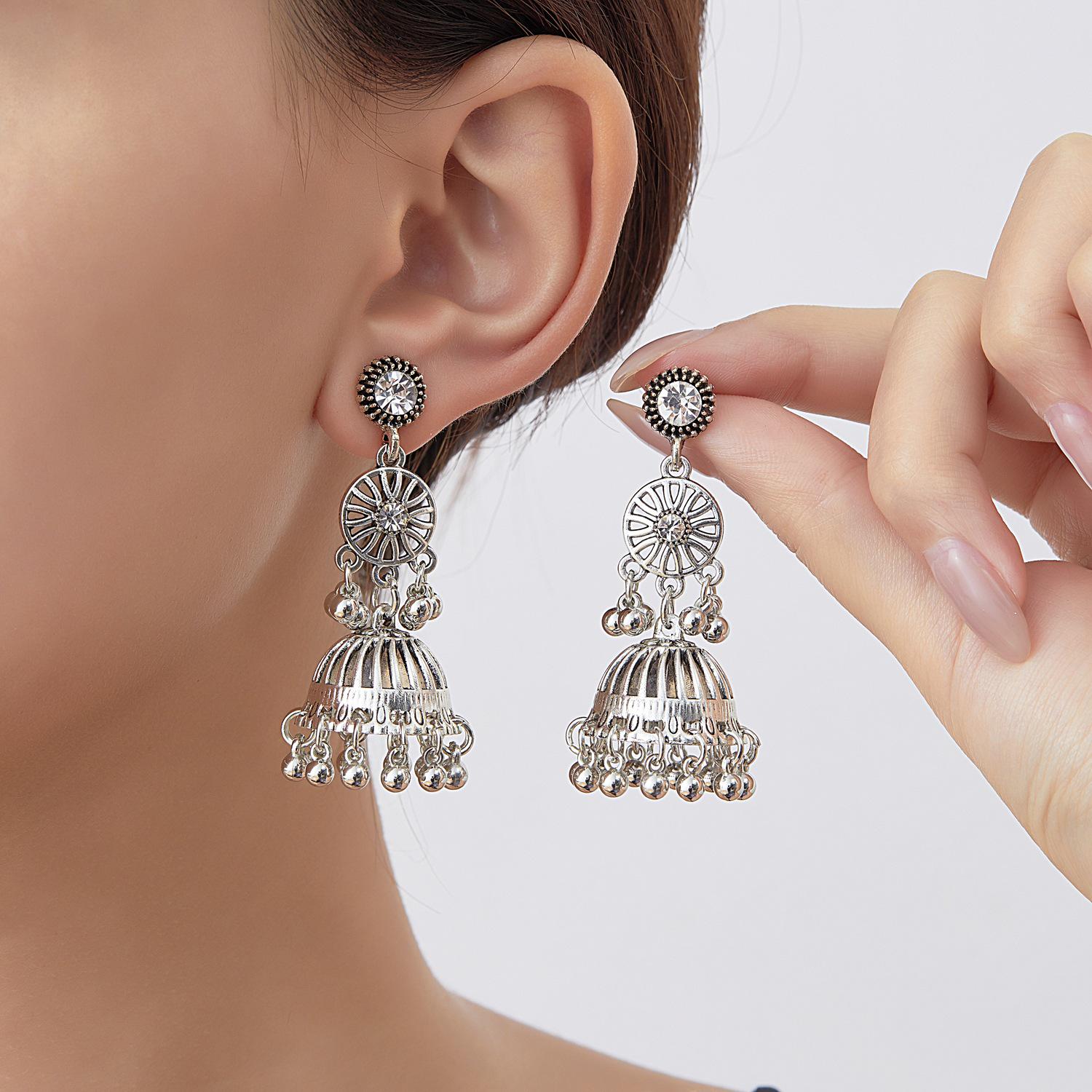 Mongolian Ethnic Tassel Dangle Earrings for Women s Dance Performance