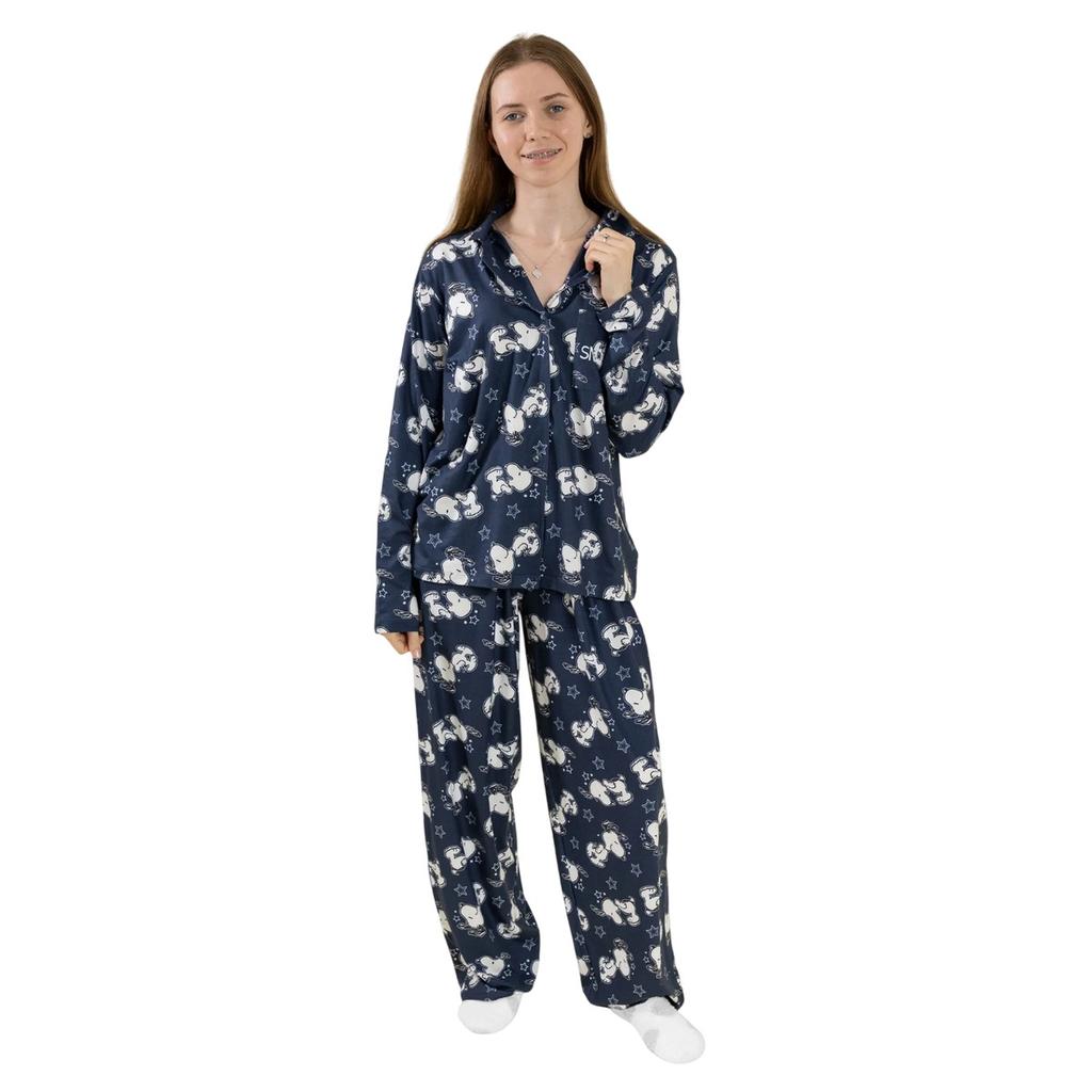 Peanuts Womens/Ladies Snoopy Long-Sleeved Long Pyjama Set