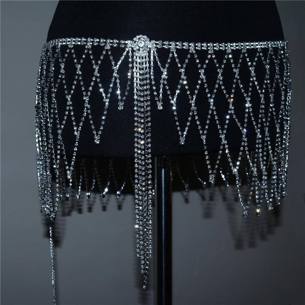 

European And American Fashion Accessories, Sexy Hollow Rhinestone Skirt, Tassel Full Diamond Body Chain Women S Body Chain