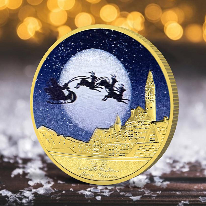 Christmas Snowman Colored Coins, Elizabeth Commemorative Medal Silver Coins, Christmas Eve Gifts, Tooth Fairy Colored Silver Coins