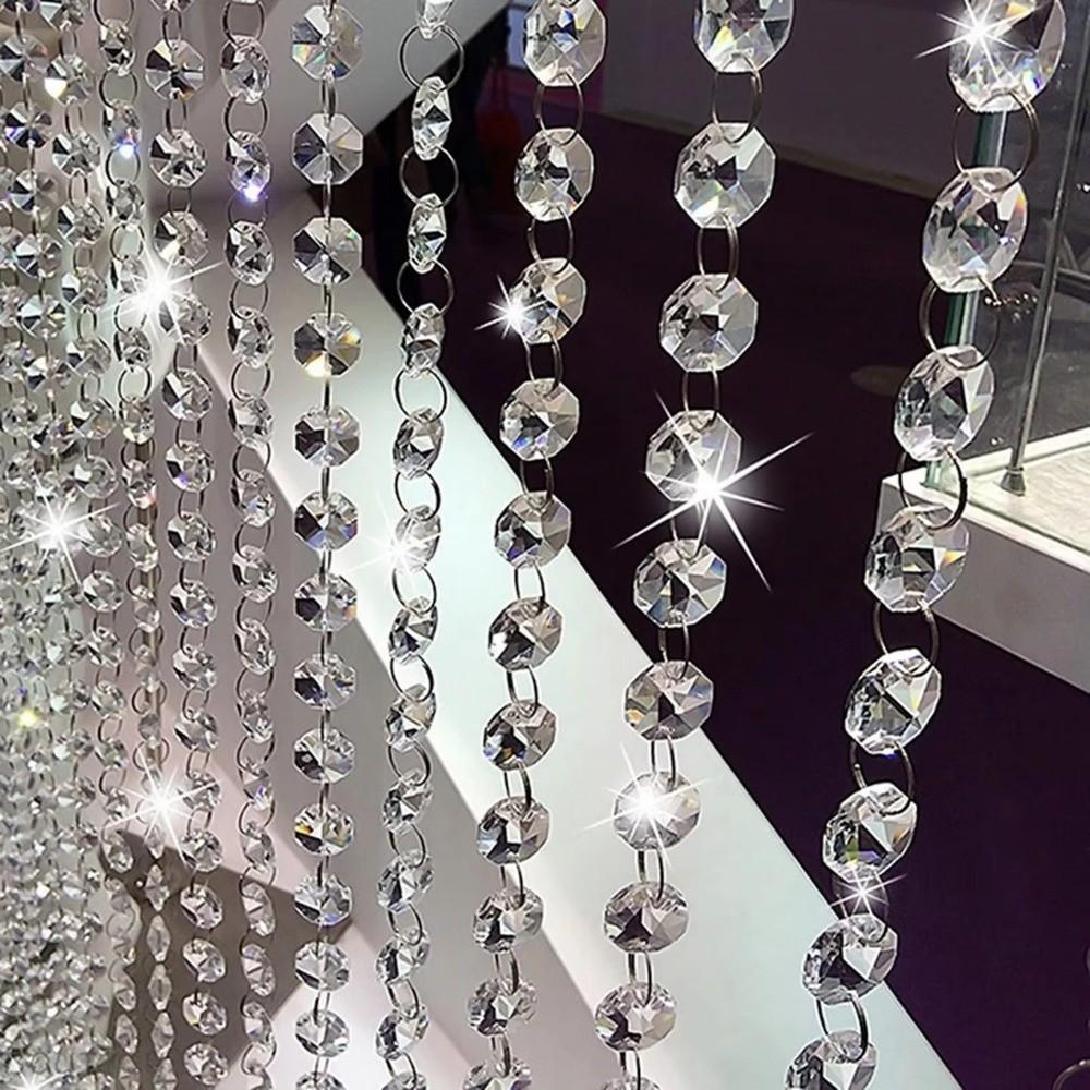 DIY 5Meters Octagonal Bead Curtain Acrylic Crystal Garland Strand Clear Hanging Gems Bead Strands Party Decorations