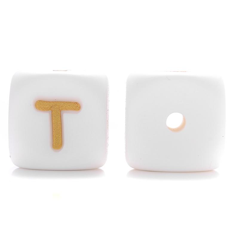 10Pcs 12mm Silicone Letters Beads English Alphabet Baby Teether For Personalized Name Pacifier Chain Clip Toys Accessories