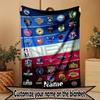 Custom Name Personalized basketball Print Blanket, Home Decor, Bedroom, Sofa, Camping, Couch, Gifts for Birthday Christmas