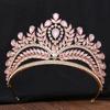 Royal Queen Green Crown Big Diadem Bride Tiara Crowns for Women Bridal Wedding Party Crown Hair Dress Jewelry Accessories