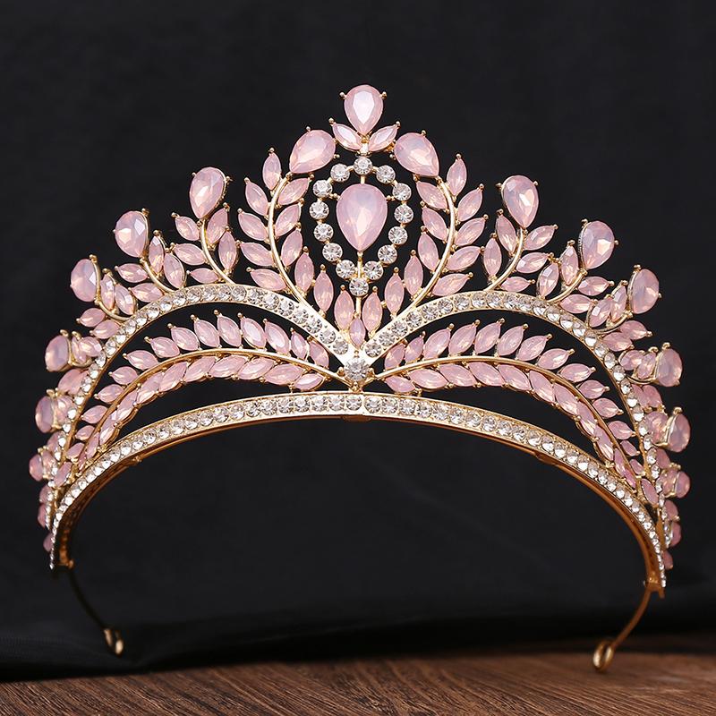 Royal Queen Green Crown Big Diadem Bride Tiara Crowns for Women Bridal Wedding Party Crown Hair Dress Jewelry Accessories