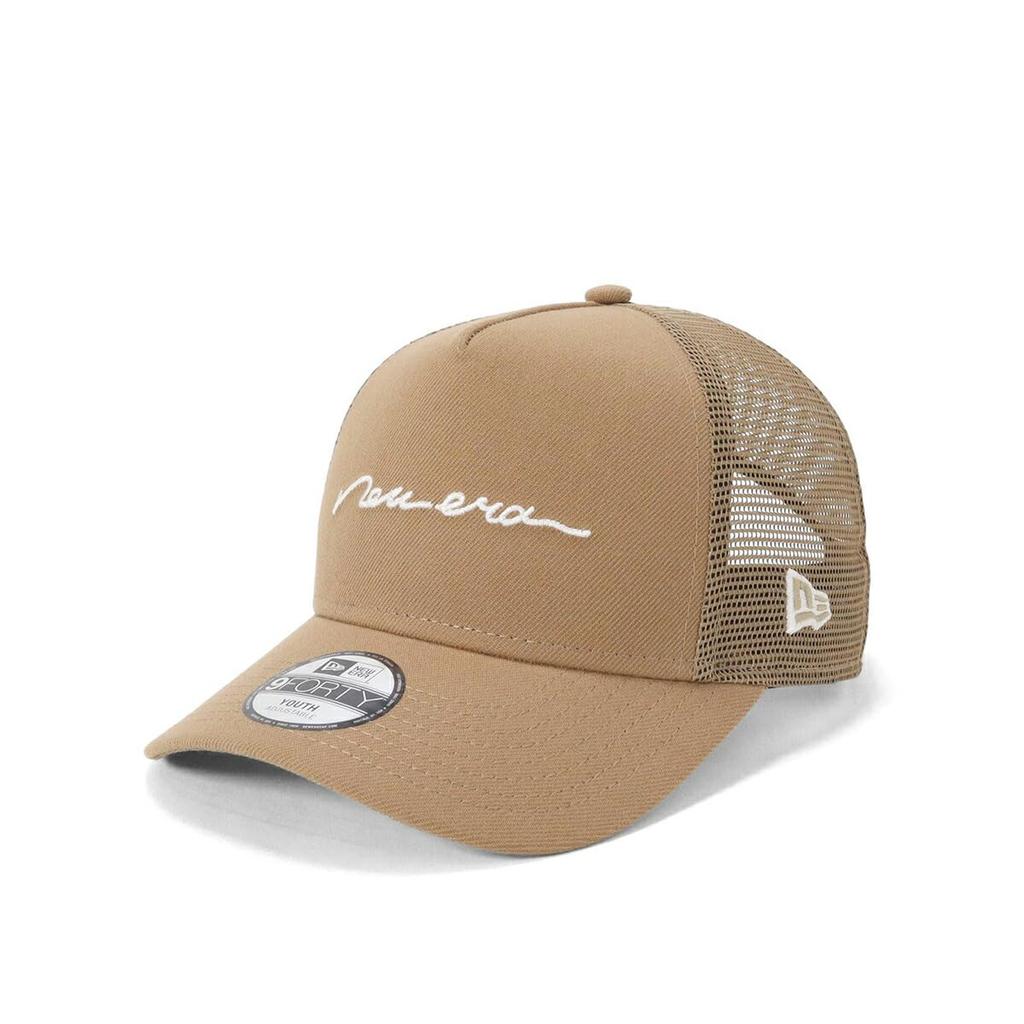 New Era 9Forty Trucker Handwritten Logo Mesh ONSPOTZ Sizes Kids' A-Frame Cap, Khaki, Exclusive, 52-56cm (YOUNTH 52-56cm)