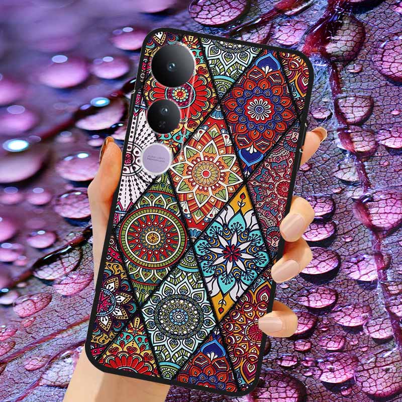 Case For Vivo V50 Lite Soft 3D Flower Relief Emboss Silicone Covers for Vivo V 50 Lite 4G 5G V50Lite Soft Capa Protective Casing