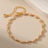 French Elegant Adjustable 18k Gold Plated Pearl Foot Anklet For Women