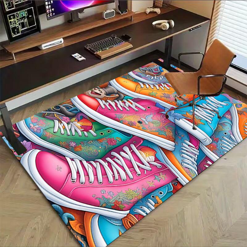 1PC floral pattern sneakers Extra Large Non Slip Floor carpet, Office, family, Studio   Large Area Rug Indoor Rugs, Bold Statement Piece