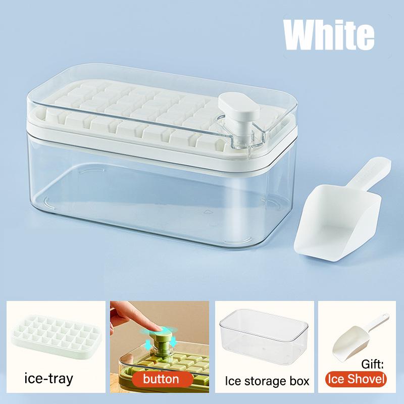 

Форма для льда из силикона с 32 ячейками и коробкой для хранения с лопаткой для льда. Извлекается одним щелчком. Форма для льда своими руками для хранения льда виски. слоновая кость