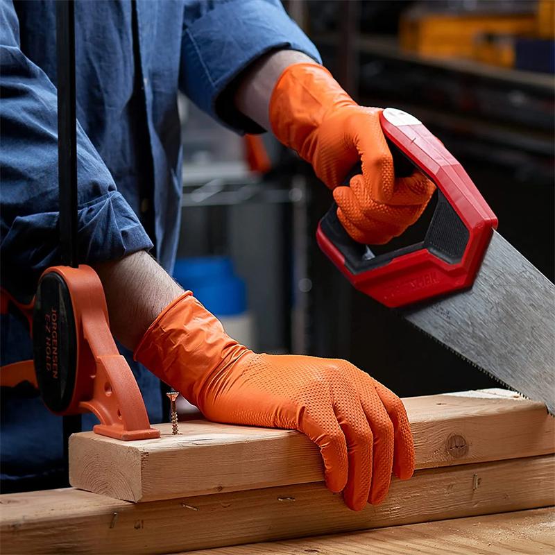 8mil Thick Orange Nitrile Gloves Disposable Gloves for Household Cleaning Kitchen Gardening Beauty Nail Salon Tattoo Work Gloves