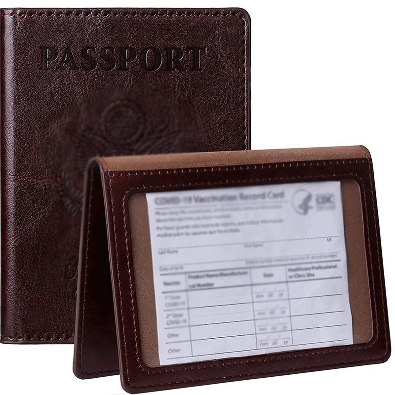 Porte-passeport de haute qualité Housse Portefeuille Essentiels de voyage Blocage RFID Étui à cartes en cuir Indispensables pour les voyages internationaux Accessoire de voyage